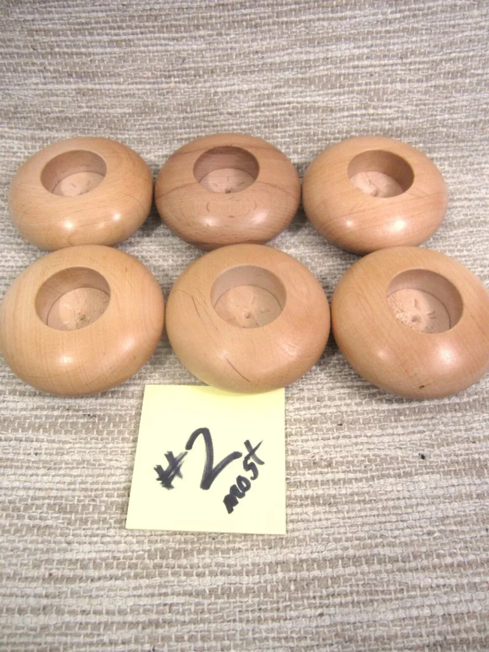 NEW Birch or Beech Wood Turned Tea Light Candle Holder Contemporary MCM Round